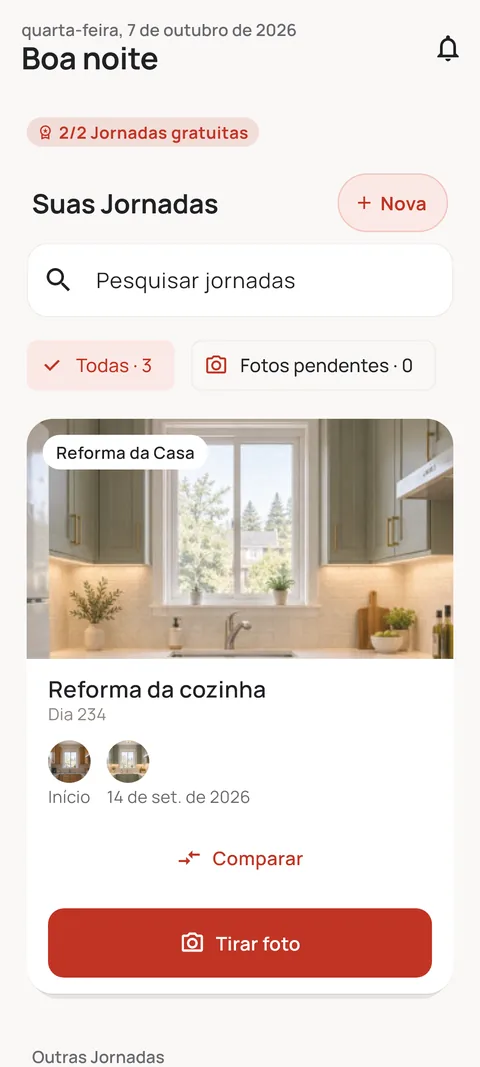 Tela inicial com a lista de Jornadas